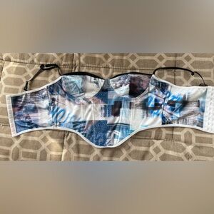 Blue & White Abstract Print Bustier